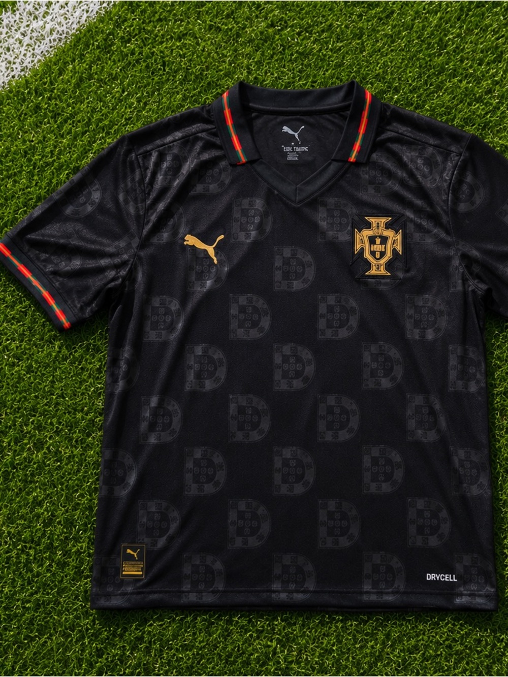 Puma Black Portugal National Team Jersey with Gold Crest